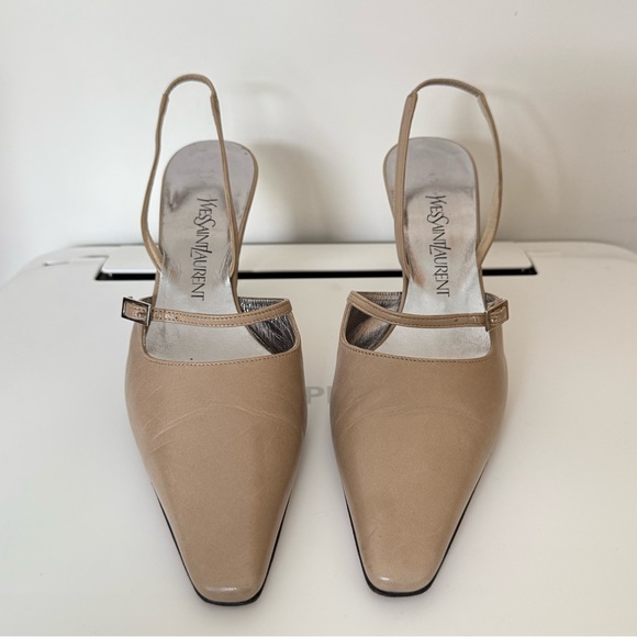 Yves Saint Laurent Vintage Tan Leather Slingbacks - Picture 2 of 8